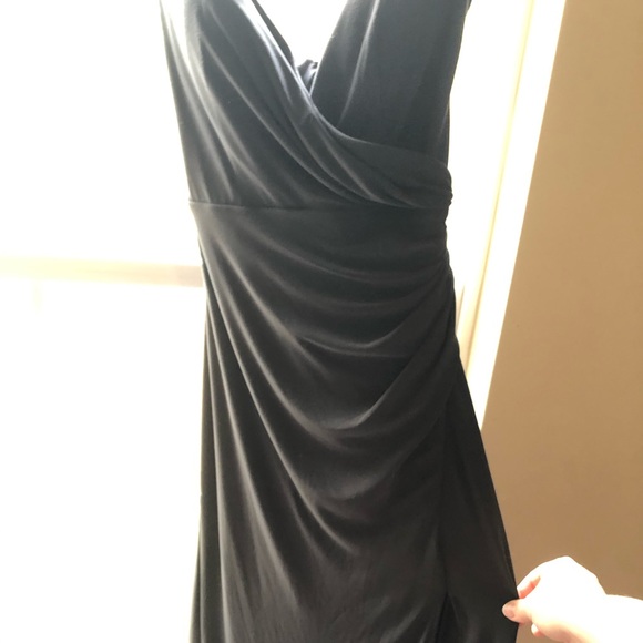 Xcape Dresses Charcoal Gray Keyhole Lace Long Ruched Gown Poshmark